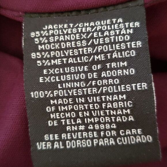 EUC R&M Richards Purple Chevron Dress with Attached Jacket Gold Metallic Thread - Picture 7 of 8